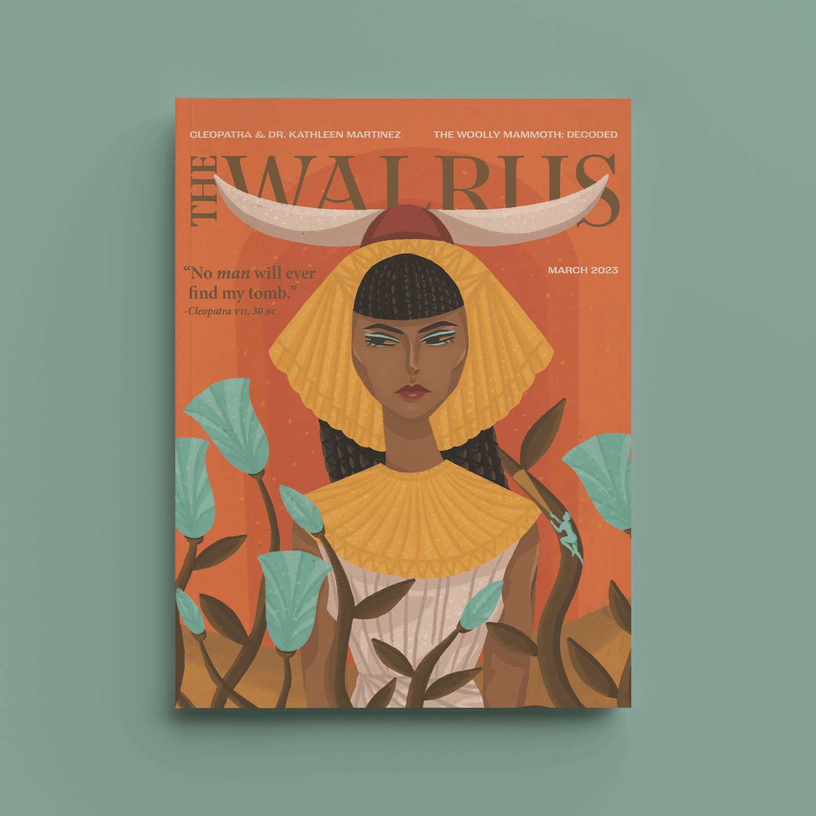 An image of the Walrus magazine on a blue background